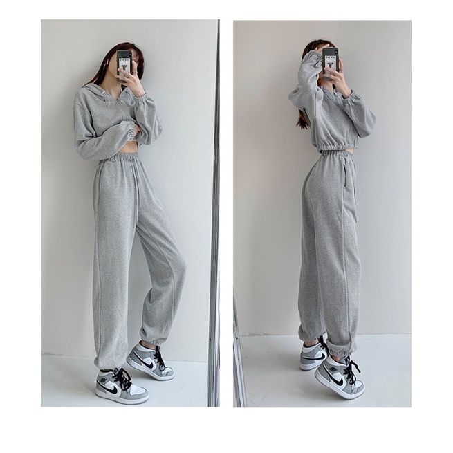 Set nỉ crotop trơn màu