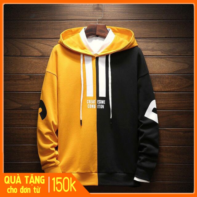 Áo khoác giá sỉ - Áo khoác hoodie phối thân form rộng unisex kèm hình thật - Aokhoac.vn