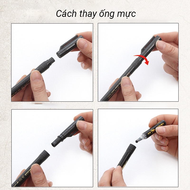 Bút brush Baoke B15 viết calligraphy nét thanh nét đậm, thư pháp ngòi cọ lông