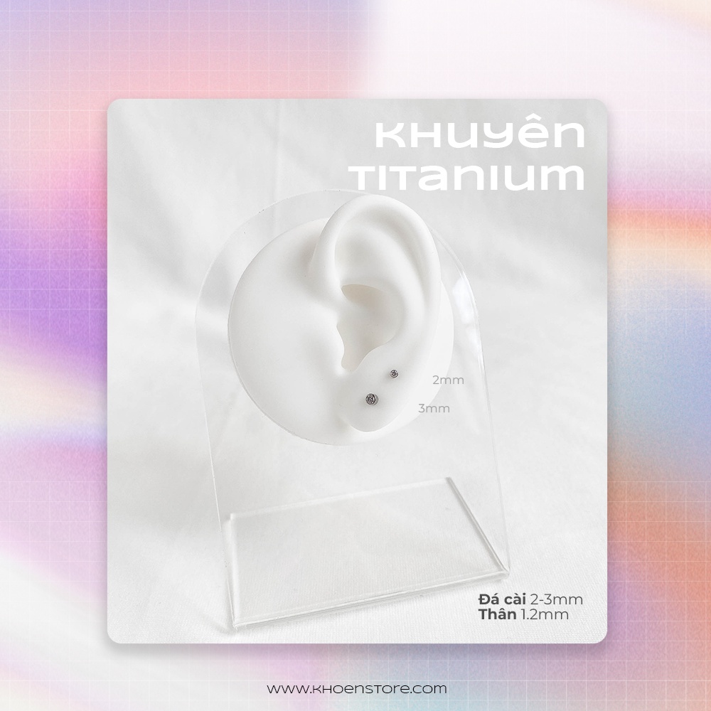 Khuyên đá cài thân 1.2mm - Titanium G23- Khoen Store