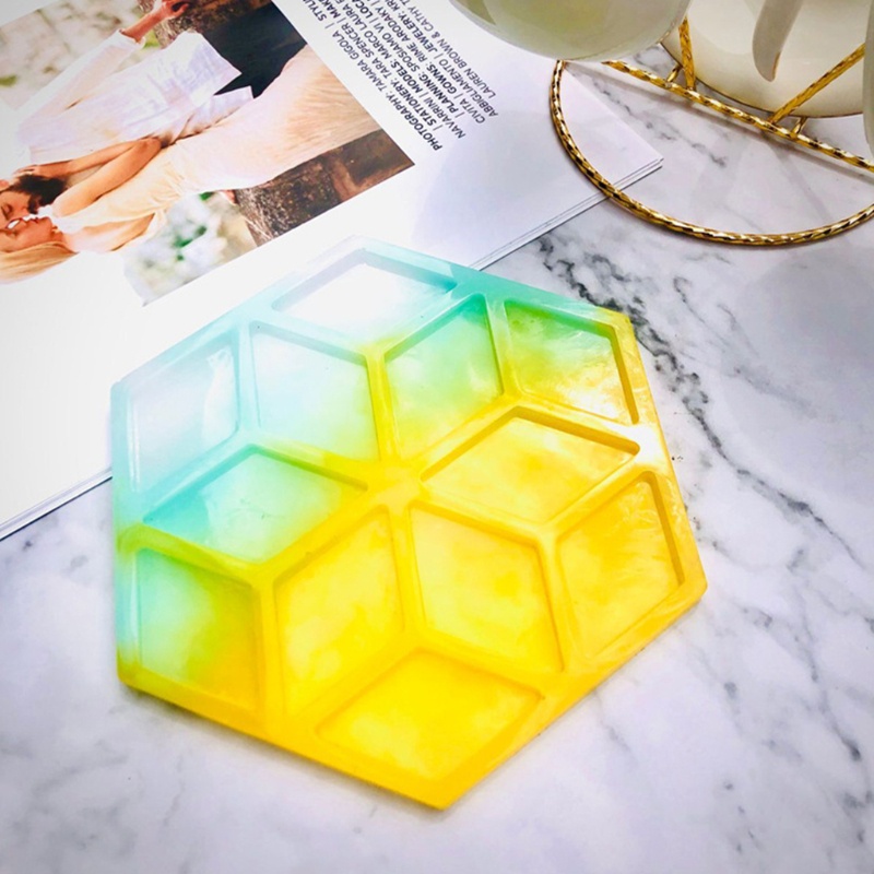 Sa Khuôn Silicon Hình Lục Giác Làm Đế Lót Ly DIY