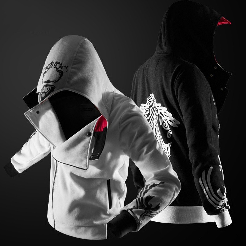 Áo Khoác Hoodie Có Khóa Kéo Phong Cách Assassin 'S Creed Cá Tính Cho Nam