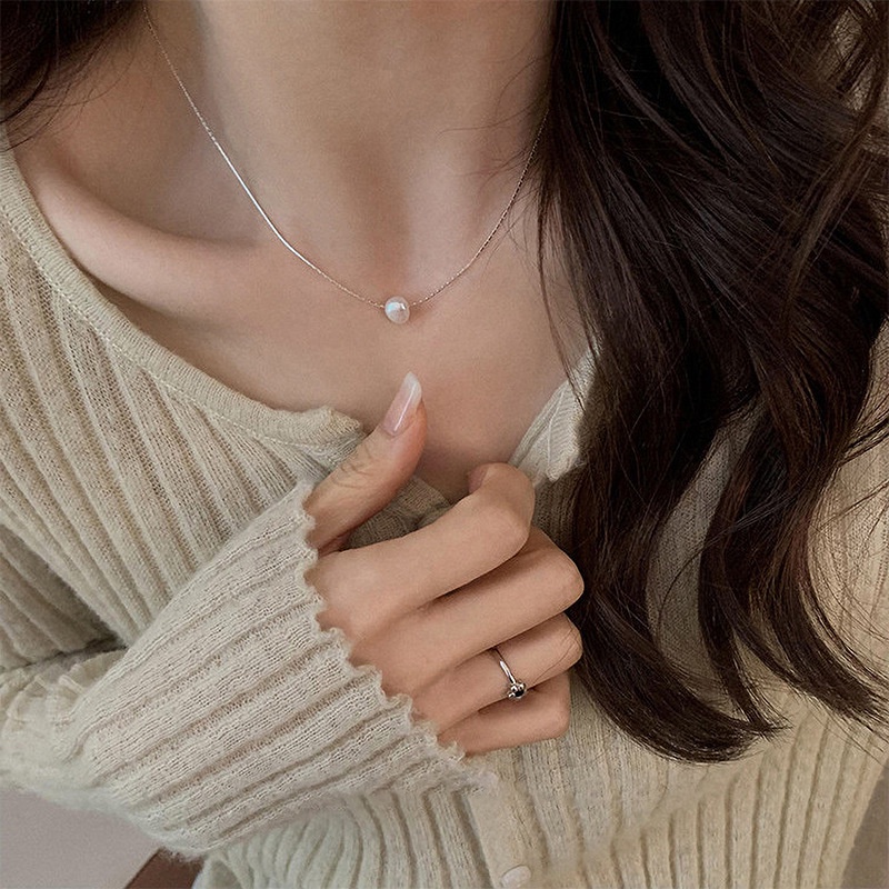 Dây Chuyền Đính Ngọc Trai Giả Phong Cách Hàn Quốc Thanh Lịch Dành Cho Nữ