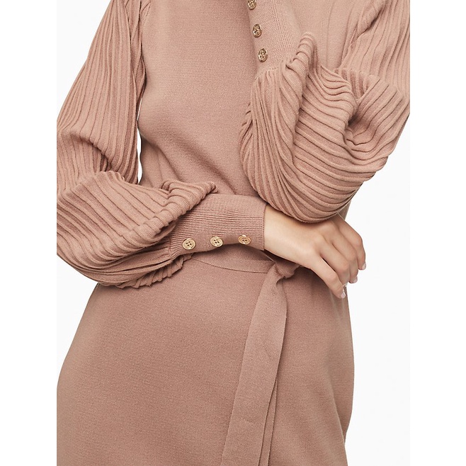Đầm thun phối 2 loại vải Ribbed Belted Dress
