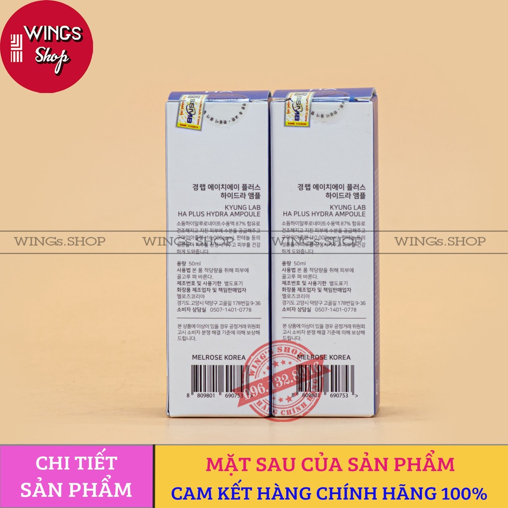 Serum cấp ẩm căng bóng trắng da KyungLab Ha Plus [Ha + B5] Hydra Ampoule 50ml | Wings Shop