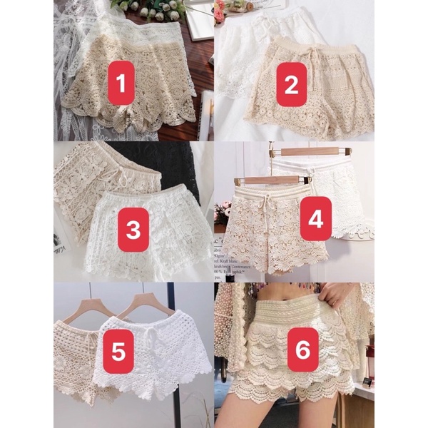 Quần Ren Đi Biển, Quần Bơi Vintage Chất Liệu Len Móc Quảng Châu
