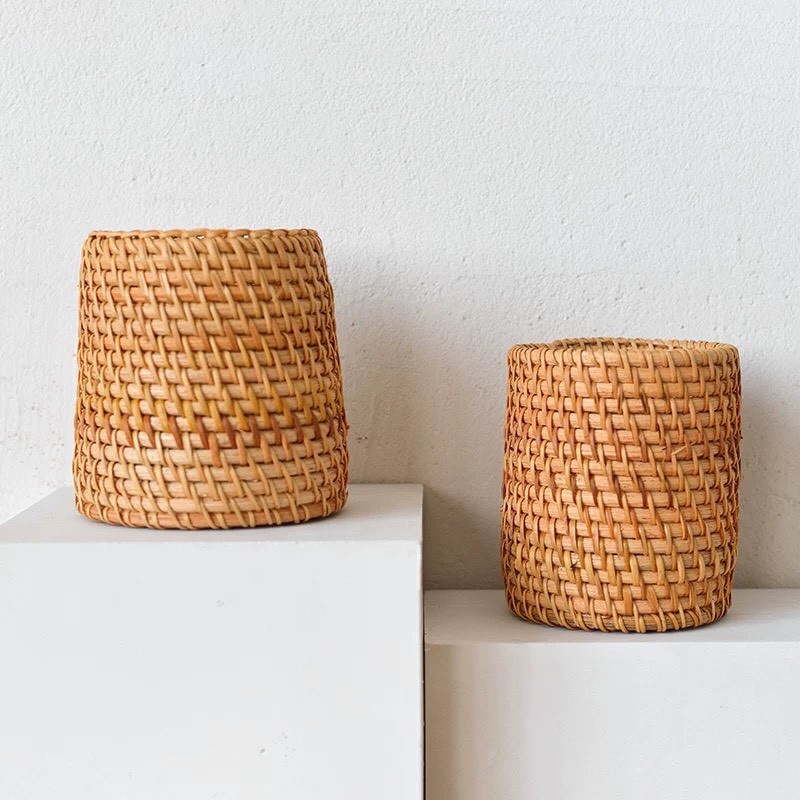 Đựng bút để bàn mây tre đan Việt Nam BAMBOOO ECO đựng đũa thìa các vật dụng nhỏ để trên bàn làm việc tủ trên nhà bếp