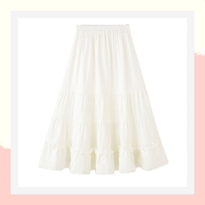 Chân váy dài xếp tầng bánh bèo dễ thương phòng cách hàn quốc,chân váy rời dài bigsize chữ a dành cho người mập chun 10