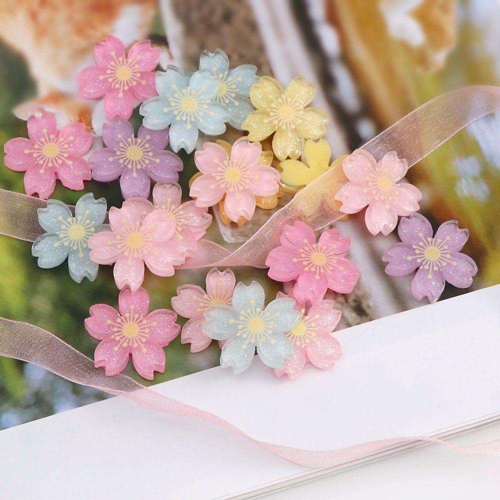 Set 20 Hoa Anh Đào Nhựa Resin Làm Kẹp Tóc / Điện Thoại / Sổ Lưu Niệm DIY