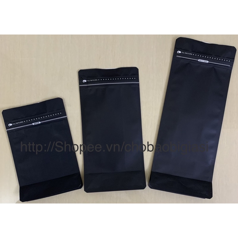 {500g/size} Túi zipper đáy bằng 8 cạnh màu đen (hàng đẹp)