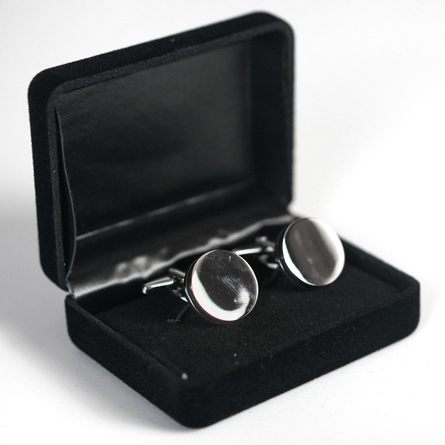Khuy măng sét nam hình tròn viền đen The Dimple Accessories