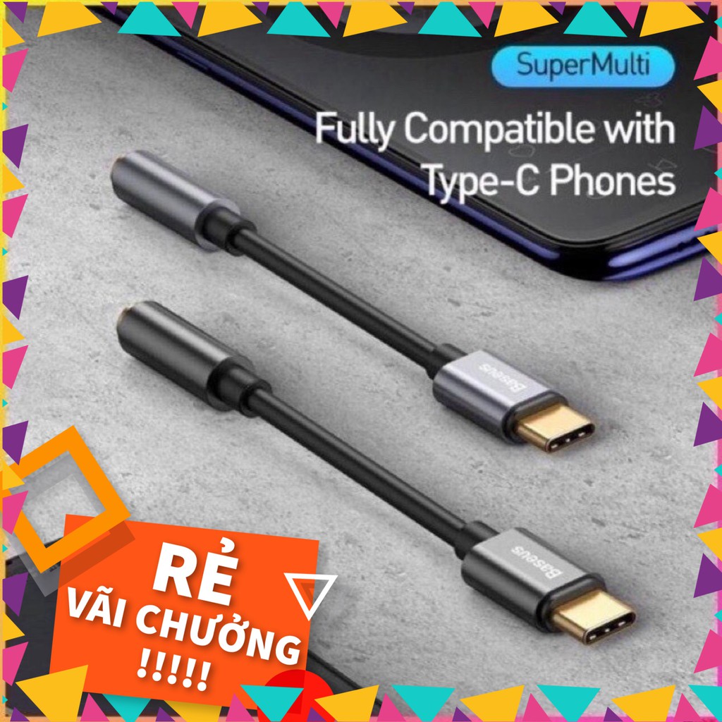 Jack chuyển tai nghe chân TYPE-C sang chân 3.5mm-hỗ trợ đàm thoại-Baseus L54.Bảo hành 12T