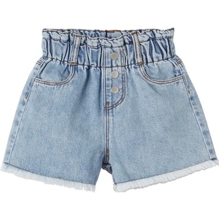 Quần đùi bé gái ZARA quần jean xanh cạp cao 3 cúc auth