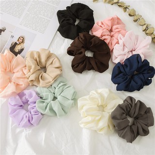 Dây Cột Tóc Vải Scrunchies Vải Phi Bóng Mã Trơn Nhiều Màu