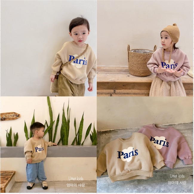 [Ảnh thật] ÁO SWEATER HÀN QUỐC PARIS  DÀNH CHO BÉ GÁI VÀ BÉ TRAI SIZE 80 ĐẾN 120 TỪ 1 ĐẾN HƠN 5 TUỔI