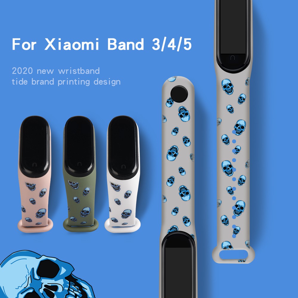 Dây Đeo Thay Thế Chất Liệu TPU Hoạ Tiết Đầu Lâu Cho Xiaomi Mi Band 5 / Mi Band 3 / 4 / 5