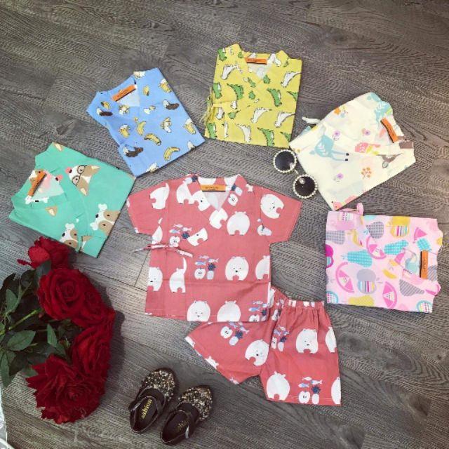 Bộ yukata chất thô đẹp cho bé trai bé gái