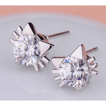 Đôi Khuyên Tai Hình Mèo Đính Đá Thời Trang Cho Nữ