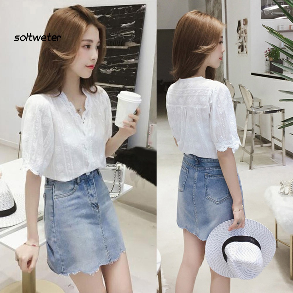 Áo Nữ Tay Lửng Cổ Chữ V Thời Trang Quyến Rũ