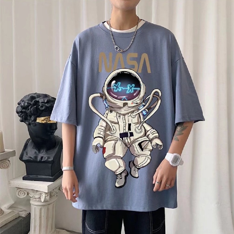 Áo Thun Tay Ngắn Cổ Tròn In Hình Phi Hành Gia Dành Cho Nam