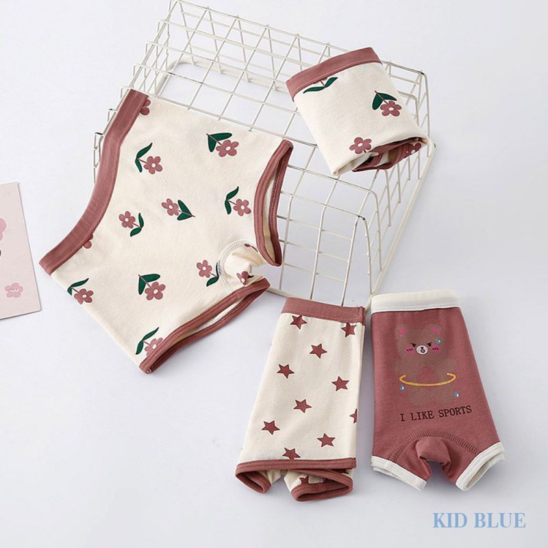 Quần Lót Thể Thao Vải Lụa Không Đường May Kháng Khuẩn Họa Tiết Gấu Dễ Thương Cho Nữ