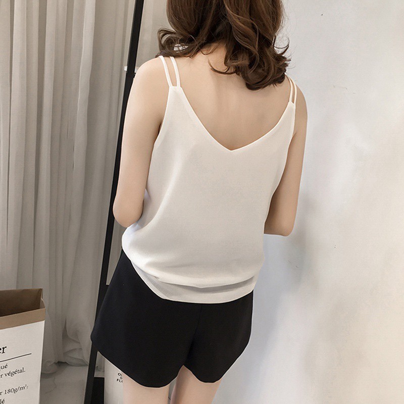 Áo voan không tay cổ chữ V thời trang hè gợi cảm cho nữ | BigBuy360 - bigbuy360.vn