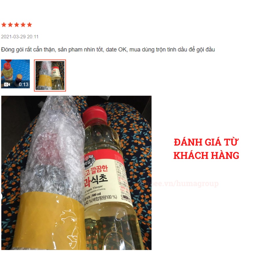 Giấm Táo Hàn Quốc - Nước Dấm Táo Chai 500Ml Beksul Nhập Khẩu Chính Hãng