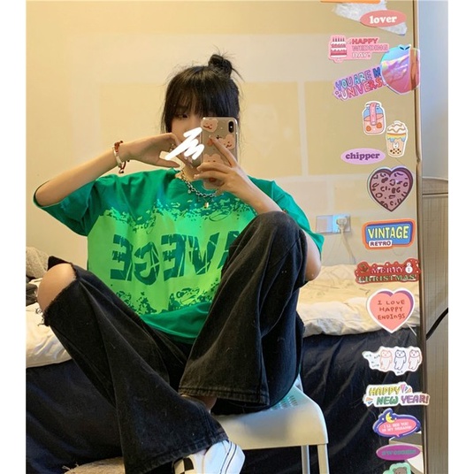 Áo Hoodie Màu Xanh Lá Thêu Chữ Phong Cách Vintage