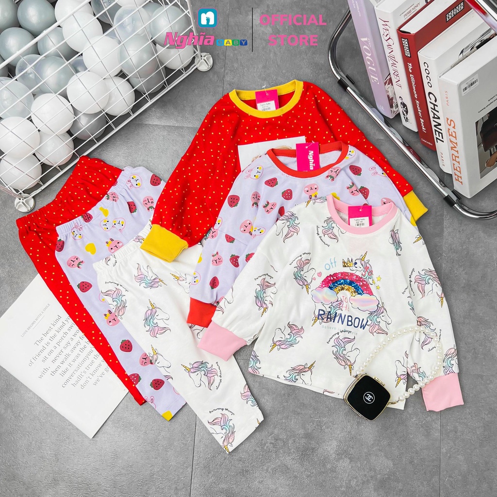 Đồ bộ dài bé gái - Bộ Quần áo dài tay bé gái - Đồ bộ dài tay cho bé gái chất bozip NGHĨA BABY dành cho bé từ 13kg-28kg