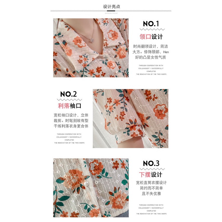 Áo sơ mi tay phồng họa tiết hoa thanh lịch thời trang dành cho nữ