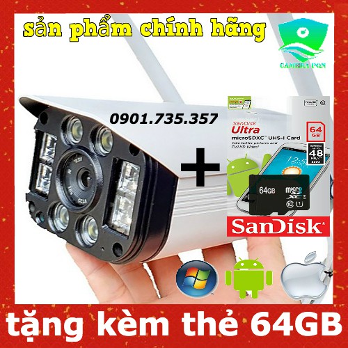 [Mã ELCA5 giảm 7% đơn 500K] Camera ngoài trời 3.0 megapixel siêu sắc nét kèm thẻ nhớ 64GB | BigBuy360 - bigbuy360.vn