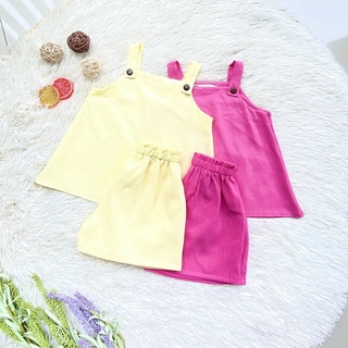 Đồ bộ 2 dây gài nút 2 màu dễ thương cho bé