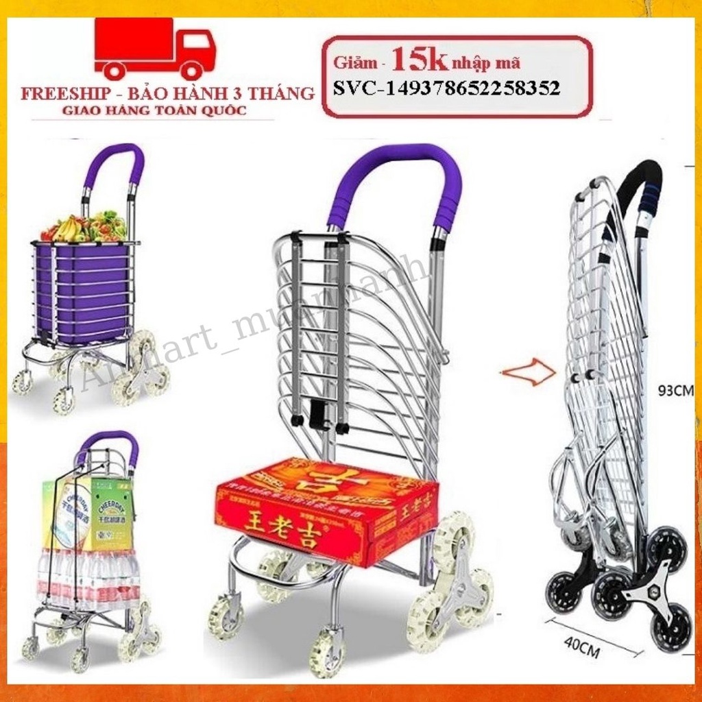 Xe kéo đi chợ 3 bánh leo cầu thang cao cấp 801 LOẠI 1 BỀN,NHẸ ,CHẮC CHẮN