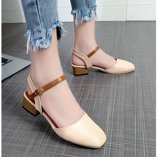 Sandal bít mũi gót vuông cao cấp