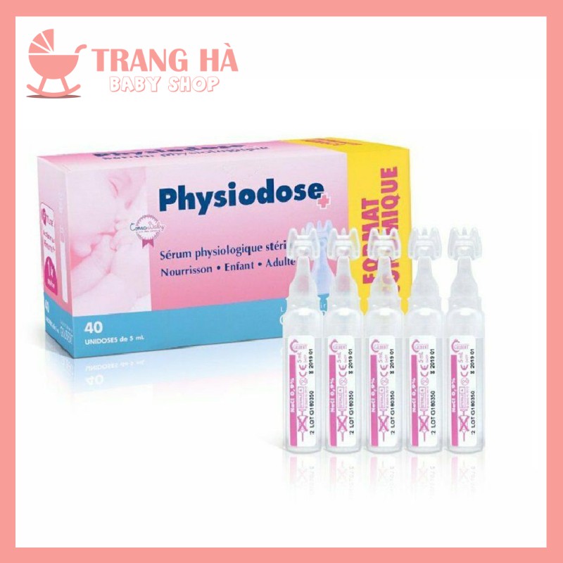 NGUYÊN HỘPNước muối sinh lý Pháp Physiodose / Gifrer tép hồng- hộp 40 tép