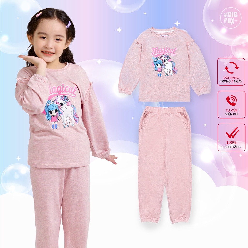 Bộ bé gái BIGFOX - MISS MEOW thu đông  size đại, bộ dài tay cho bé phong cách Hàn Quốc in cô gái ngựa MAGICAL 10 - 38 kg