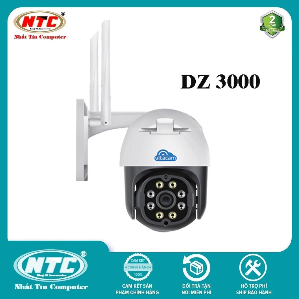 Camera IP Wifi Ngoài trời Vitacam DZ3000 3MPX 4 LED trợ sáng, 4 LED hồng ngoại, đàm thoại 2 chiều  (Trắng) - Nhất Tín | BigBuy360 - bigbuy360.vn