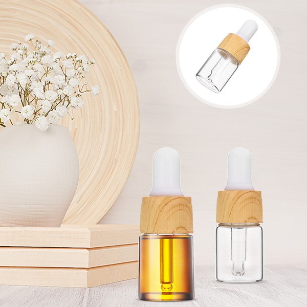 Chai thủy tinh bóp giọt 10ml nắp gỗ tự nhiên