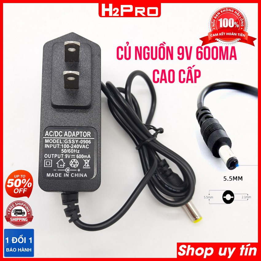 Củ nguồn 9V 600ma chân to 5.5mm loại đẹp GSSY 0906 H2Pro, nguồn 9v cho modem tenda, tplink, loa kéo, trợ giảng