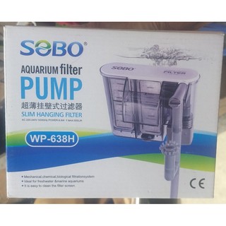Máy Lọc thác treo DẠNG MỎNG Sobo WP-638H công suất 6.8W 2 NGĂN LỌC kèm lọc váng dành cho hồ cá, hồ thủy sinh nhỏ