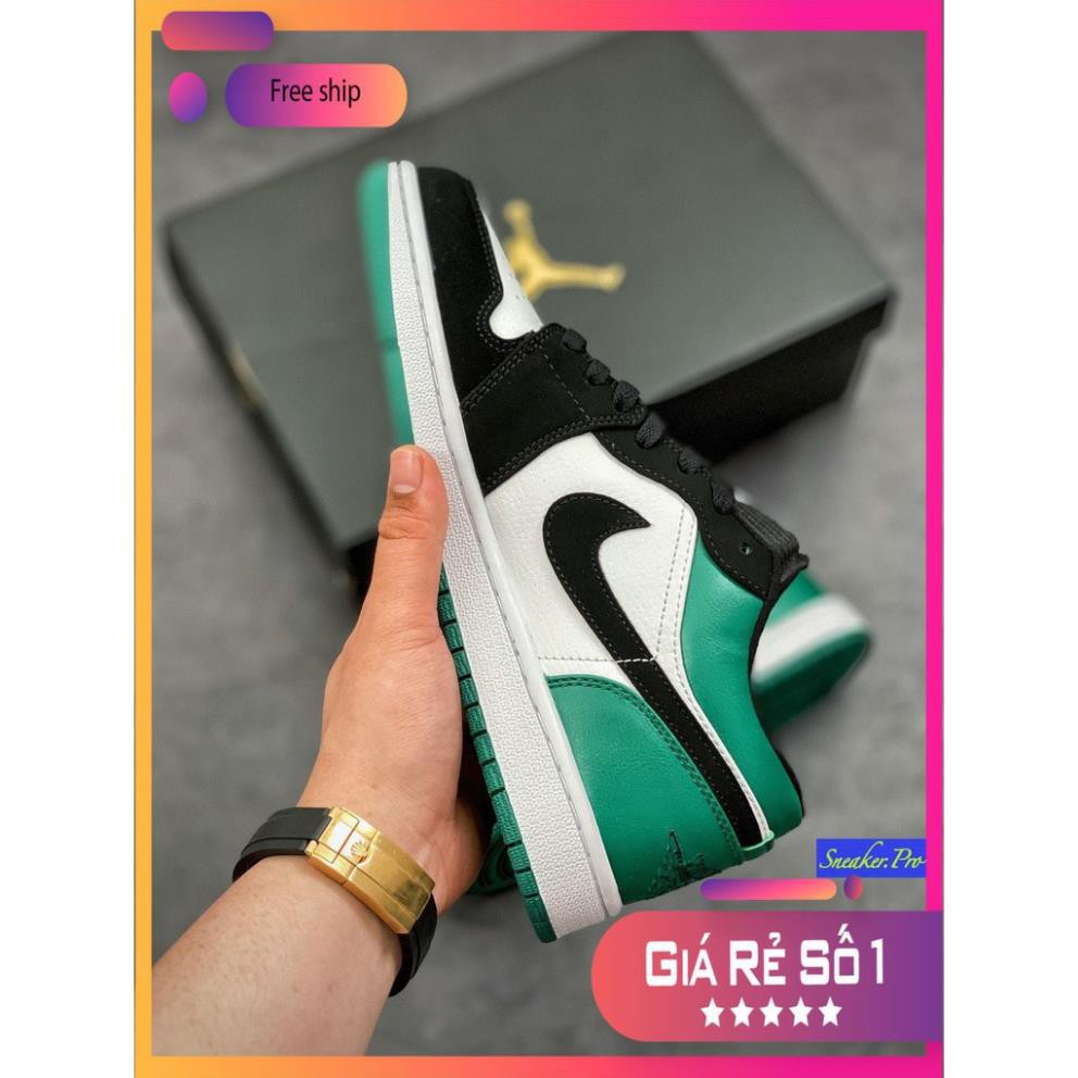 Giày thể thao AIR Jordan 1 Low White Black Mystic Green cổ thấp cho nam và nữ