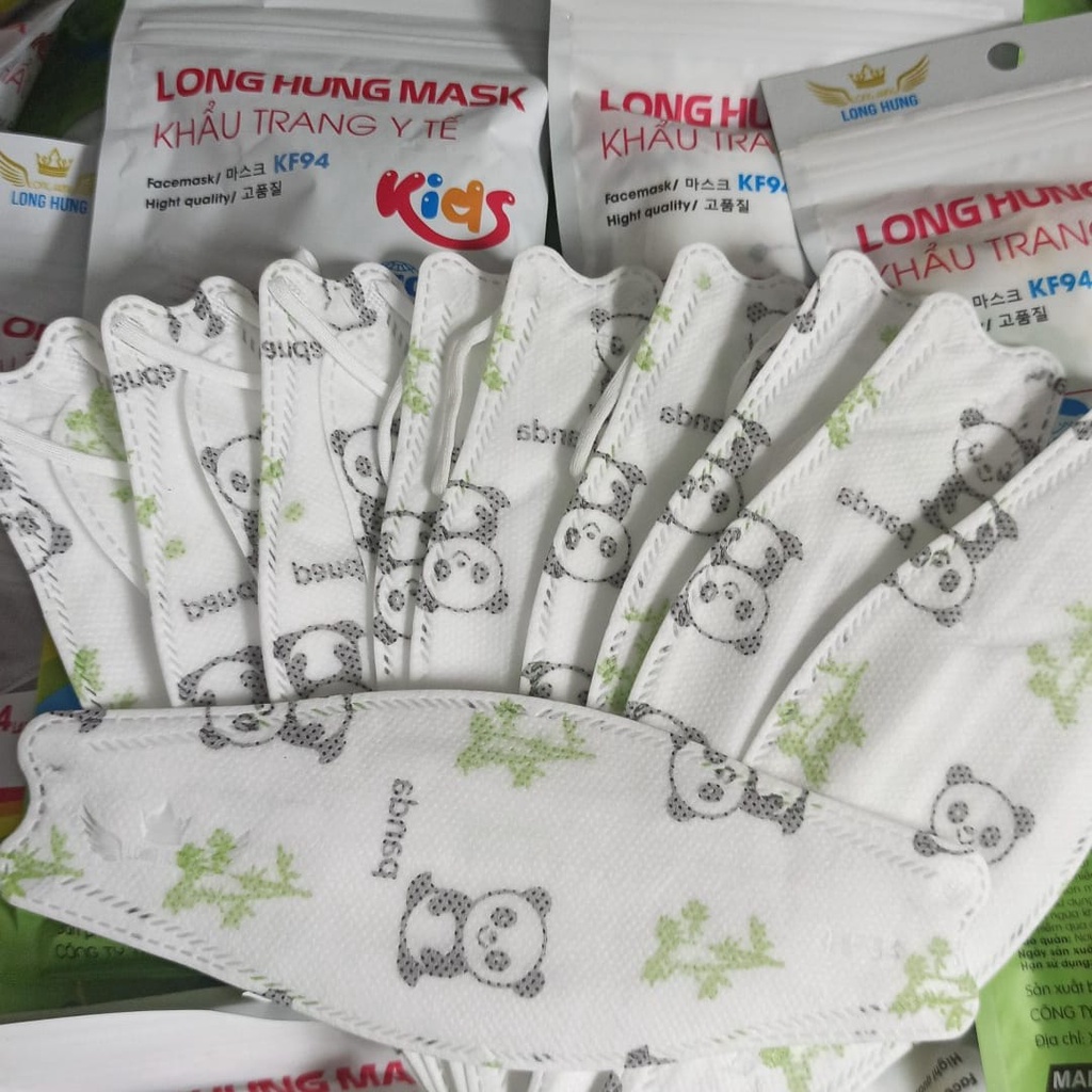 [set 10 cái] khẩu trang KF94 em bé LONG HƯNG MASK 4 lớp kháng khuẩn công nghệ 4D HÀN QUỐC hàng chính hãng công ty