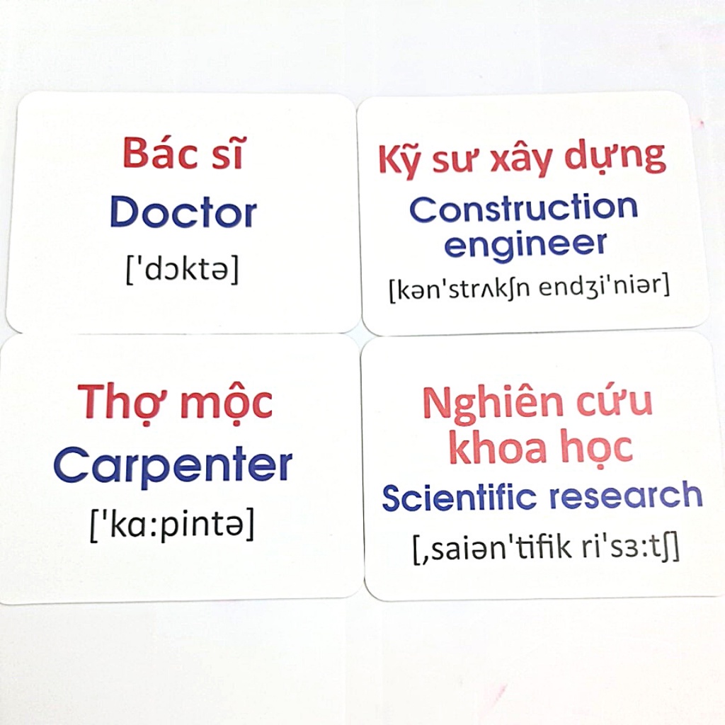 Thẻ học theo chủ đề song ngữ Việt - Anh chủ đề nghề nghiệp, thẻ Flashcard cho bé từ 0-6 tuổi HAPPY KIDS247