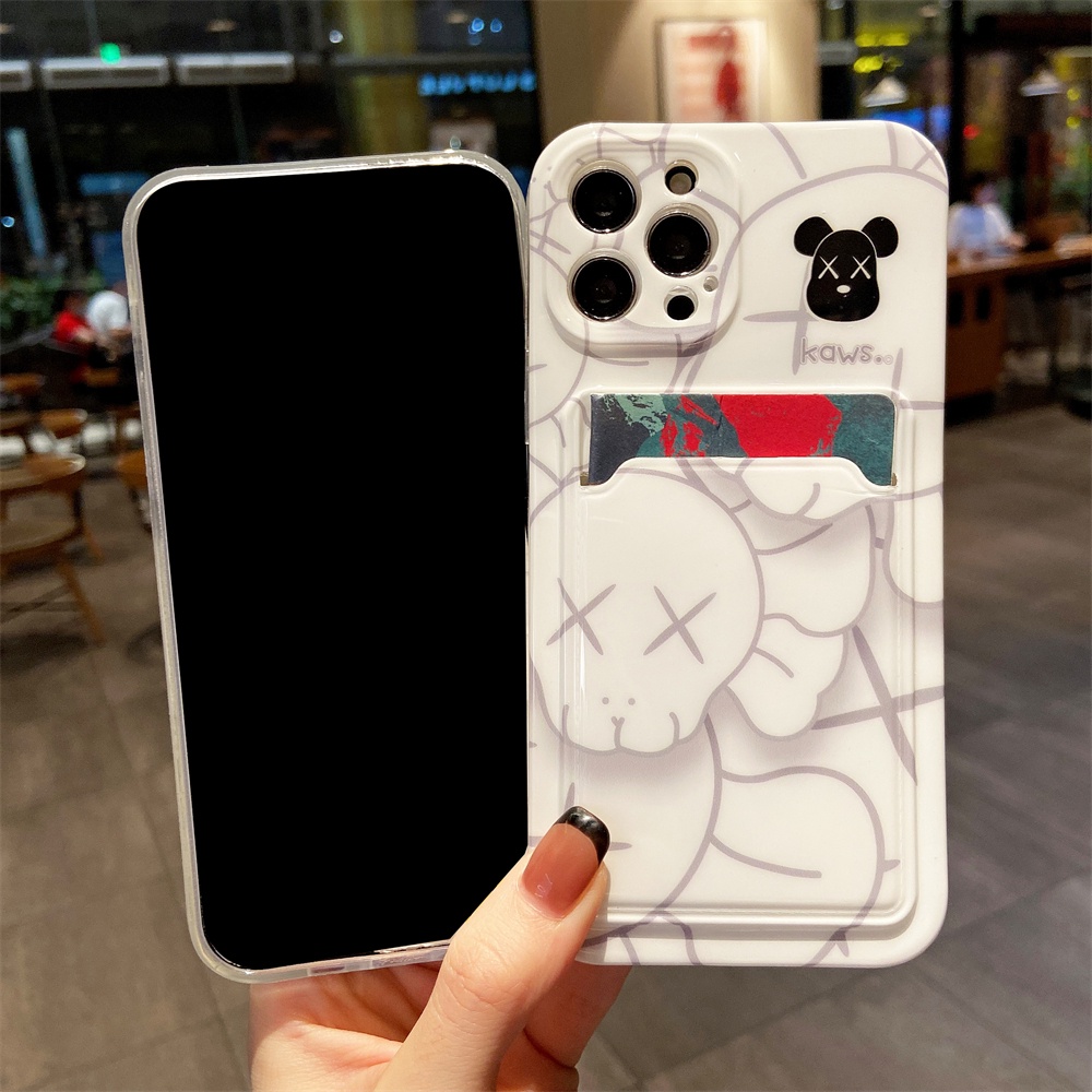 Ốp điện thoại in hoạt hình có ngăn đựng thẻ thích hợp cho iPhone 13 12 11 Pro Max XS Max XR X 8 7 Plus