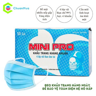 Khẩu Trang Y Tế 4 Lớp Tiệt Trùng Kháng Khuẩn Dày, Mịn - Hộp 50 Cái