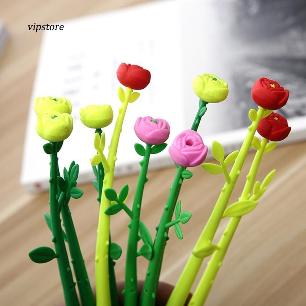 Bộ 2 cây bút mực gel hình cây hoa hồng đáng yêu