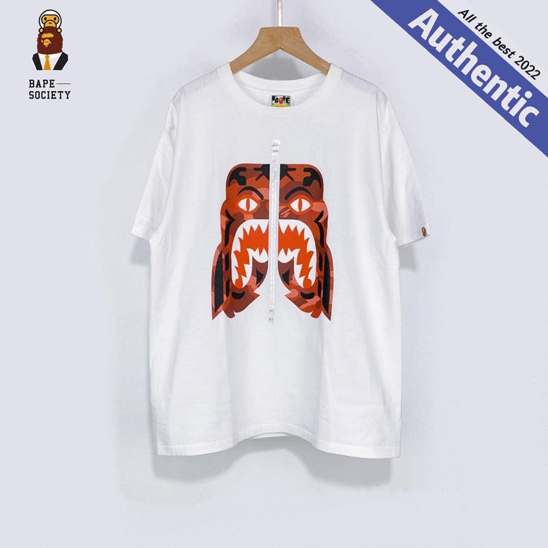 《CHÍNH HÃNG》Áo BAPE trắng hoạ tiết Tiger