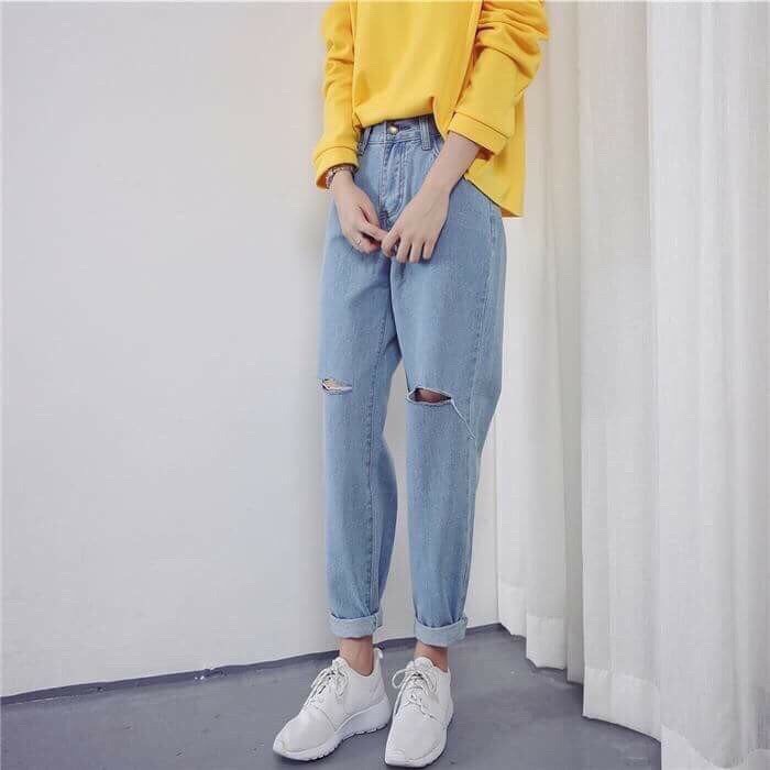 Quần Jean Baggy Cắt Rách 2 Gối Mã 240 | BigBuy360 - bigbuy360.vn