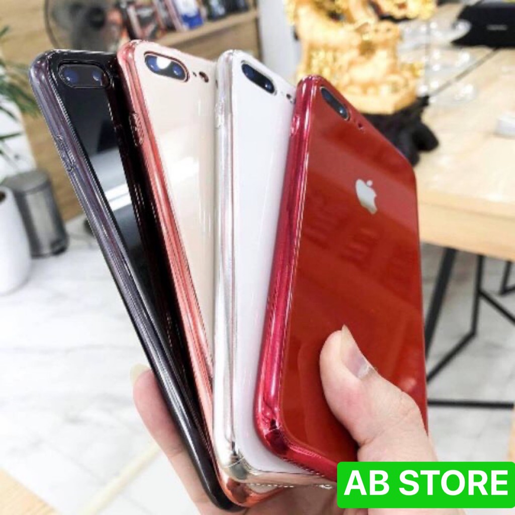 Ốp lưng kính tráng gương viền xi cùng màu cao cấp iPhone - AB STORE