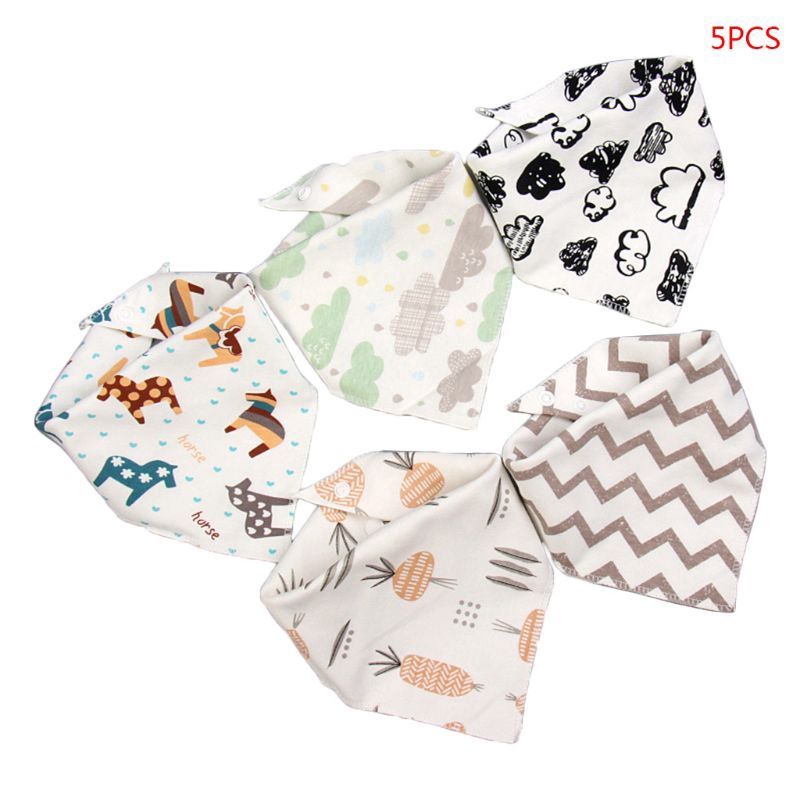 Set 5 Yếm Ăn Cotton Xinh Xắn Dành Cho Bé